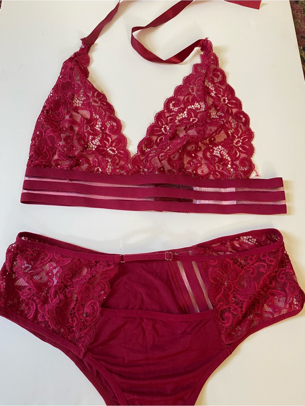 Red Lace Bralette & Bikini Set